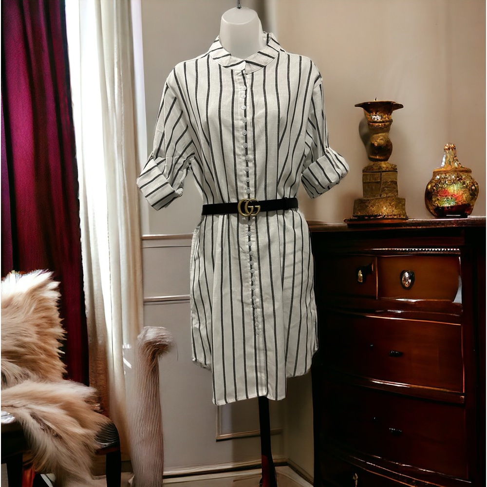 NWT Casual striped long sleeve shirt dress.